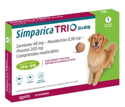 Simparica Trio 20 a 40 kg Perro