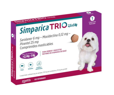 SIMPARICA TRIO 1 COMPRIMIDO 2,5 a 5 kg