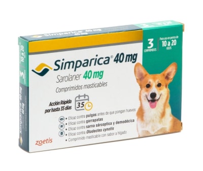 SIMPARICA 3 COMPRIMIDO 40mg 10 a 20 kg