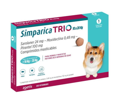 SIMPARICA TRIO 1 COMPRIMIDO 10 a 20 kg