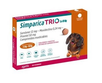 SIMPARICA TRIO 1 COMPRIMIDO 5 a 10 kg