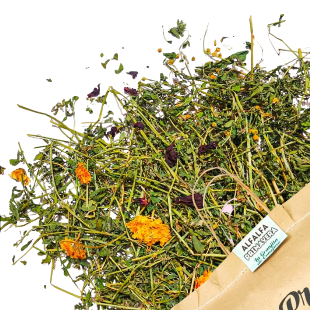 LA GRANJITA DE CONEJINO ALFALFA PREMIUM PRIMAVERA 700GR (hibisco, caléndula, manzanilla)1