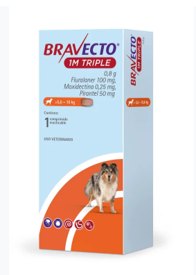 BRAVECTO TRIPLE 1M 4,5 A 10 KG (ANTIPARASITARIO INTERNO Y EXTERNO)1