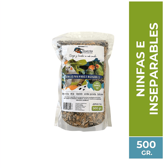 MARTIN PESCADOR MIX DE SEMILLAS PARA NINFAS Y AGAPORNIS 500GR1
