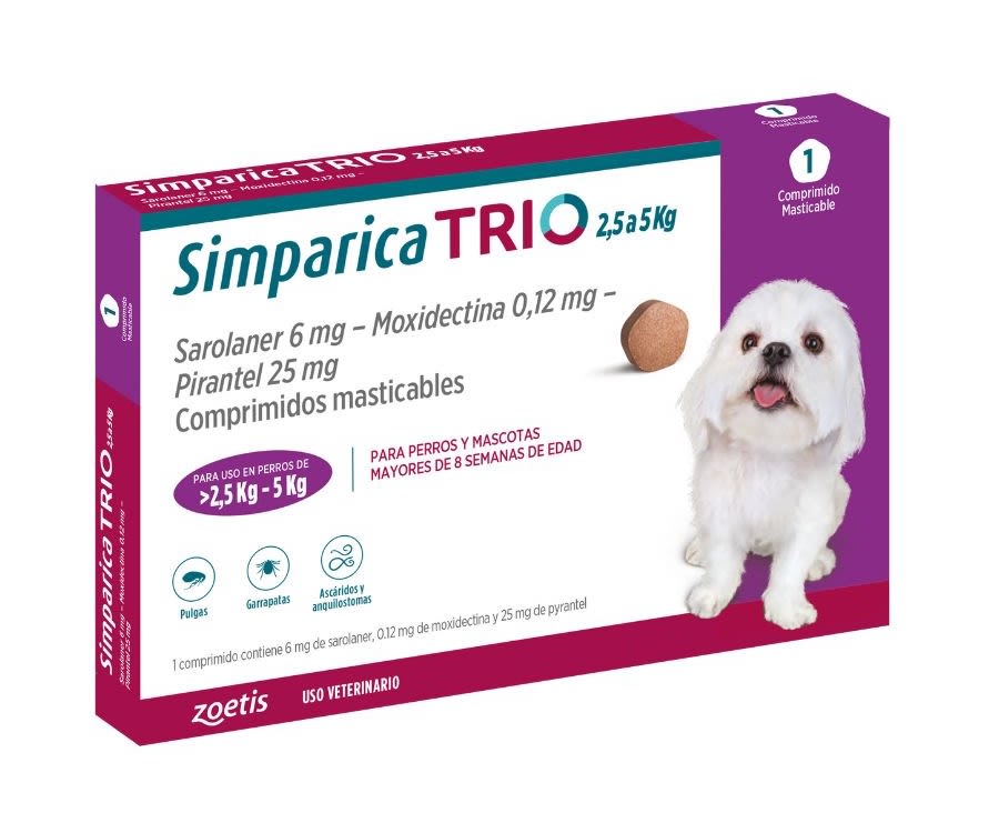SIMPARICA TRIO 1 COMPRIMIDO 2,5 a 5 kg1