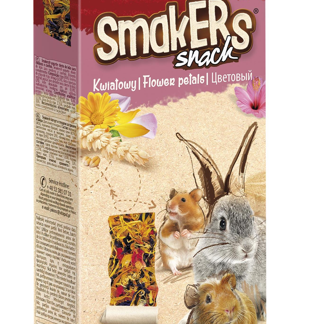 BARRITAS SMAKERS CON FLORES PARA ROEDORES Y CONEJOS 90GR1