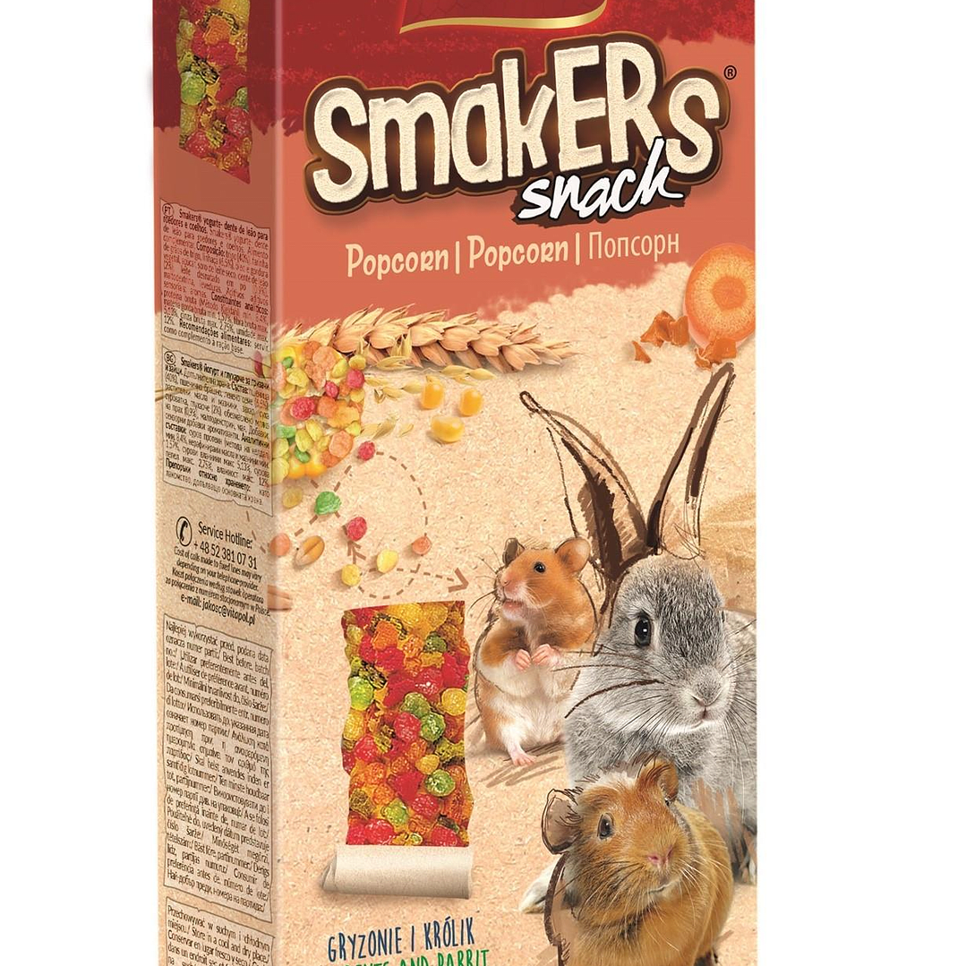 BARRITAS SMAKERS POPCORN PARA ROEDORES Y CONEJOS 90GR1