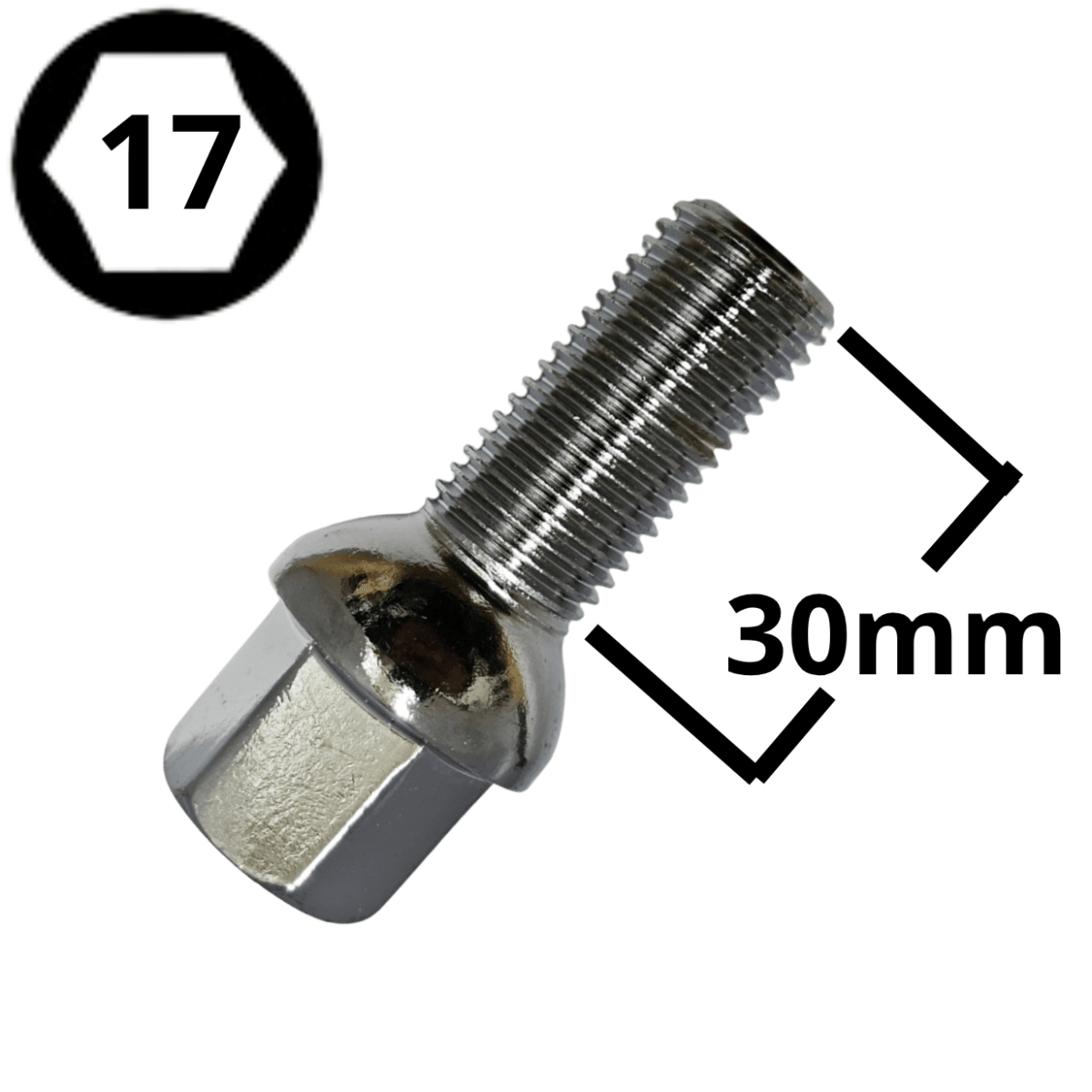 PERNO DE RUEDA CONO REDONDO 14X1.5X30 HEX 17 #157 0