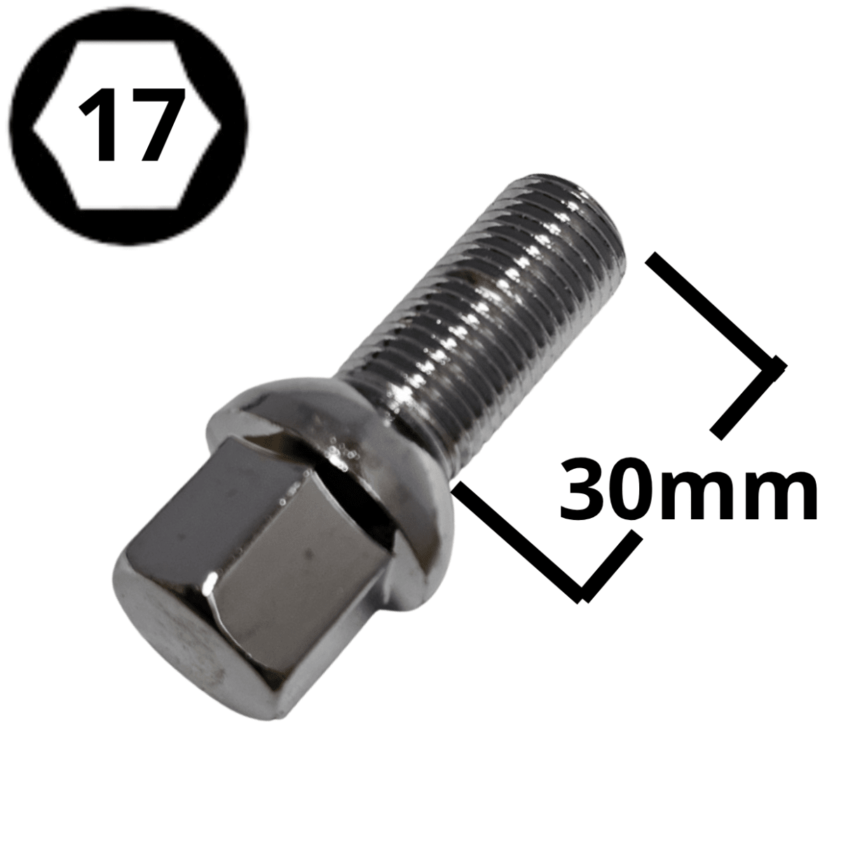 PERNO DE RUEDA CONO REDONDO 14X1.5X30 HEX 17 #1572