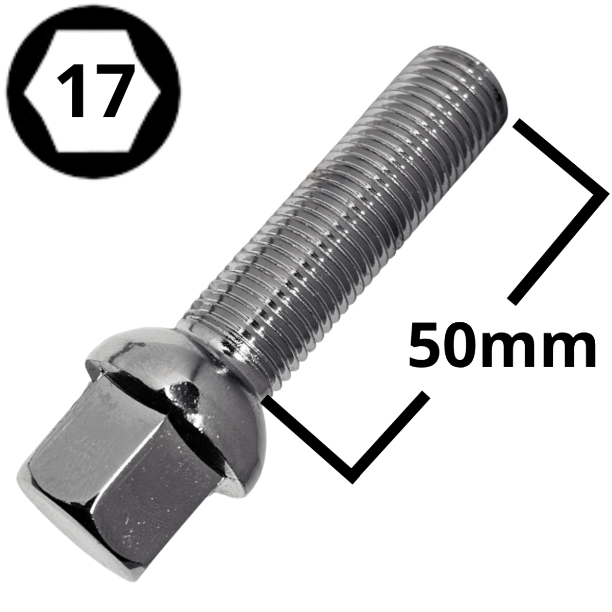 PERNO DE RUEDA 12X1.5X50 HEXAGONO 17 (#36) 0