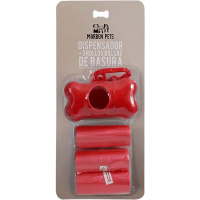 DISPENSADOR + 3 ROLLOS BOLSAS DE BASURA MARBEN PETS