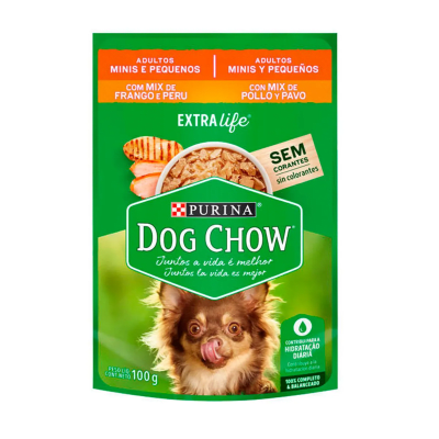 POUCH DOG CHOW raza pequeña mix pollo y pavo 100 gr