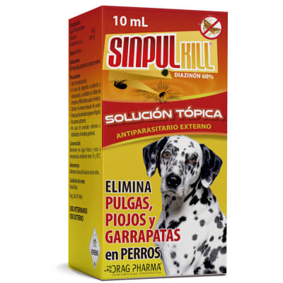 SINPULKILL perro baño sanitario diazinón 10 ml pulgas y garrapatas