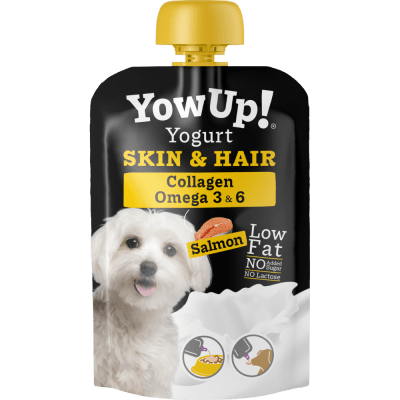 yogurt YOW UP! perro piel y cabello sabor salmón 115 gr