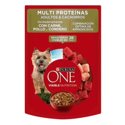 POUCH PURINA ONE 	perro sabor carne, pollo y cordero 85g