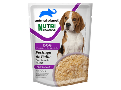 Pouch Animal planet perro todas las edades Pollo con salmón 100 gr1