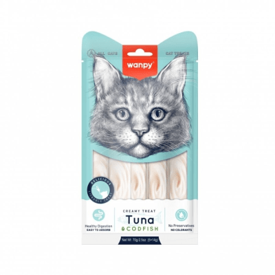 WANPY GATO creamy tuna y codfish (atun y bacalao) 70 gr 5 unid.