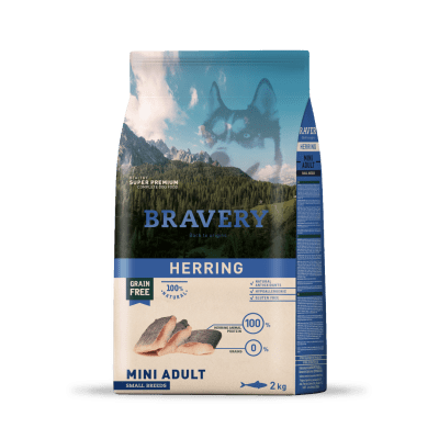 BRAVERY Perro adulto raza pequeña Herring (pescado) 2 kg