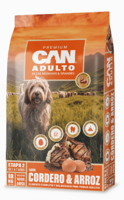 CAN ADULTO Alimento perro sabor Cordero y arroz 18 kg