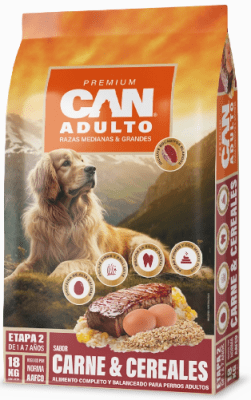 CAN ADULTO Alimento perro sabor carne y cereales 18 KG
