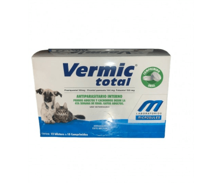 Vermic Total antiparasitario interno perro y gato 1 pastilla cada 10 kg