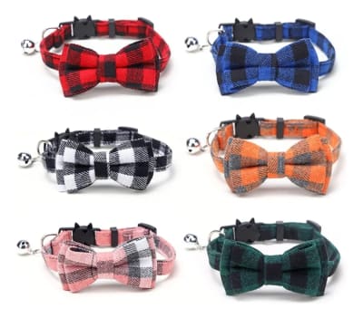 Collar Wonder Cat diseño cuadros con lazo