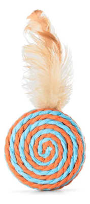 JUGUETE FELINE bola madera con pluma 4 cm1