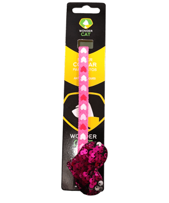 Collar Wonder Cat Corazon con lentejuelas 3D