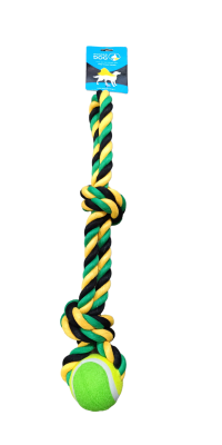 JUGUETE WONDER DOG cuerda algodón nudos y pelota fieltro