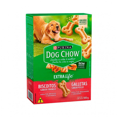 GALLETAS DOG CHOW PERRO ADULTO raza mediana y grande sabor pollo 500 gr