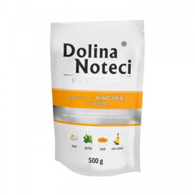 POUCH DOLINA PERRO pato con calabaza (kaczke) amarillo 500 gr