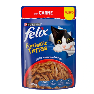 POUCH FELIX FANTASTIC tiritas con carne 85 gr