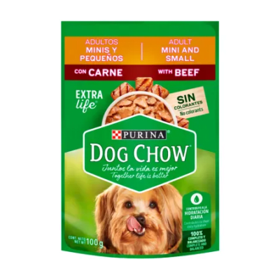 POUCH DOG CHOW raza pequeña carne 100 gr