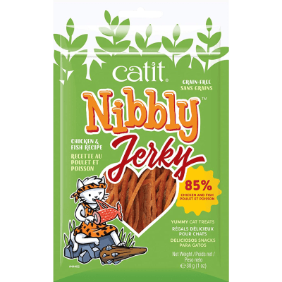 Catit Nibbly jerky pollo y pescado 30 gr