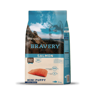BRAVERY Perro puppy raza pequeña (salmón) 2 Kg