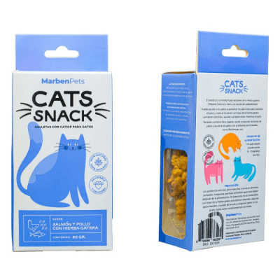 GALLETA CATS SNACK salmón y pollo con hierba gatera 80 gr