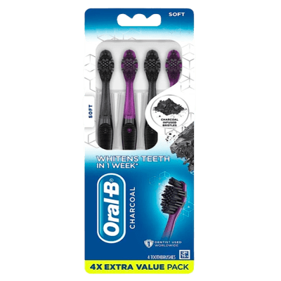 CEPILLO ORAL B CHARCOAL PACK 4 U