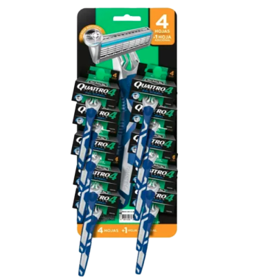 MÁQUINA DE AFEITAR SCHICK 4 HOJAS - CARTÓN 10 UNIDADES