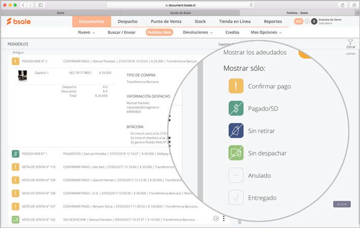 pedidos web