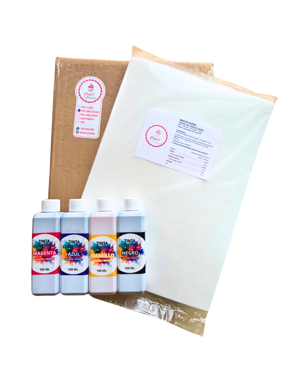 Pack 100 Láminas de Arroz Delgado + 400ml Tinta1