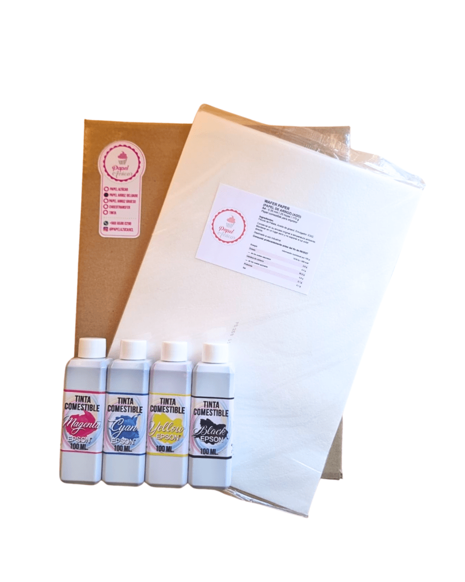 Pack 100 Láminas Arroz Delgado + Pack Tintas EPSON1