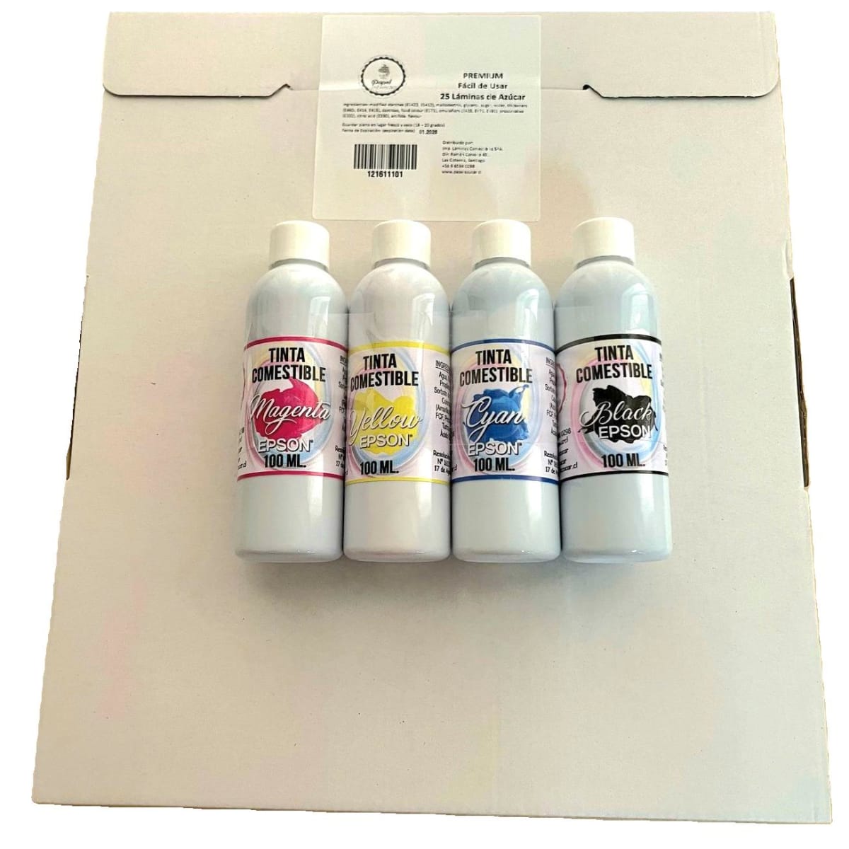 Pack 25 Láminas Azúcar + 400ml Tintas EPSON1