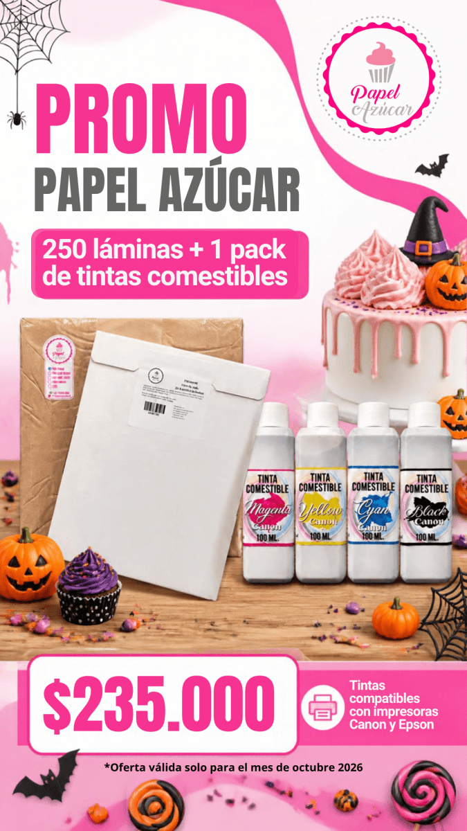 PROMO 250 láminas Azúcar + Pack Tintas Epson1