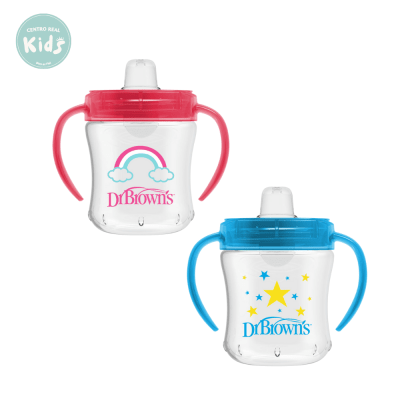 VASO DE TRANSICION ANTIDERRAME BOQUILLA SUAVE 180ML 6M + DR BROWNS1