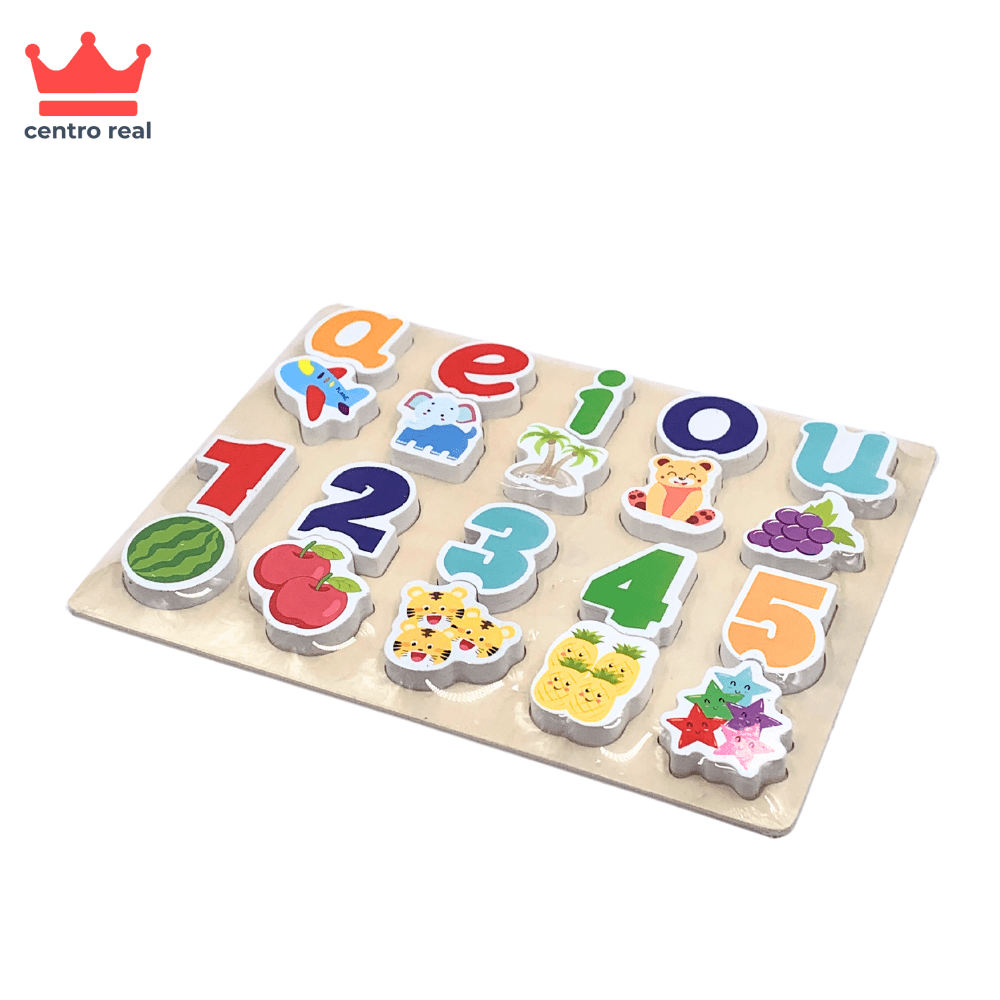 ROMPECABEZA DE MADERA VOCALES Y NUMEROS N38 Centro Real KIDS