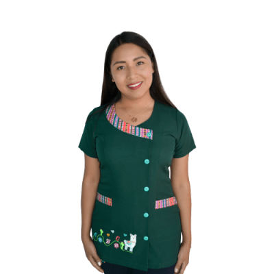 Delantal Llamita Aguayo Verde Botella1