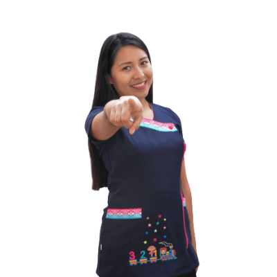 Delantal princesa con cierre azul marino1