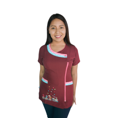 Delantal princesa con cierre burdeo1