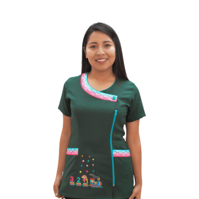 Delantal princesa con cierre verde botella1