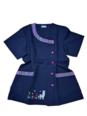 Delantal Llamita Aguayo Azul marino1